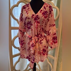 Halogen Floral Pink and Fuchsia Kimono Top